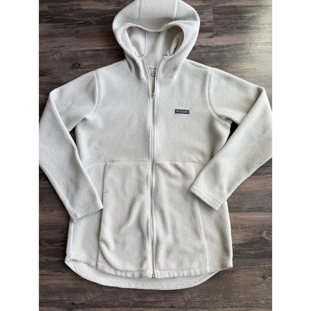 Columbia Juniper Peak Women’s Size L Long Shearling Fleece Hooded Hiking Jacket
